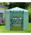 Green Steel Hexagon Walk-in 3-Tier Portable Greenhouse 194x225H cm