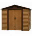 Steel Garden Shed Brown with Wood Grain 235.7L x 195.6W x 176.7-208.7H cm