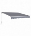 Manual Retractable Awning 395cm x 300cm Grey 100% Polyester Easy Installation