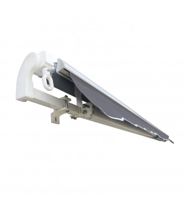 Manual Retractable Awning 395cm x 300cm Grey 100% Polyester Easy Installation