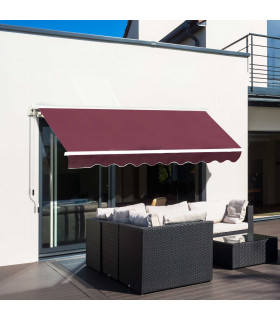 Awning Manual Retractable Red 295cm x 250cm x 160cm Polyester PU Coating