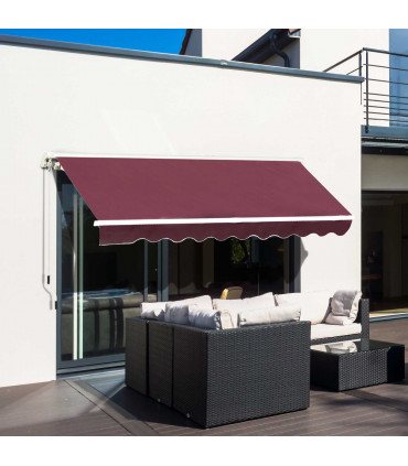 Awning Manual Retractable Red 295cm x 250cm x 160cm Polyester PU Coating