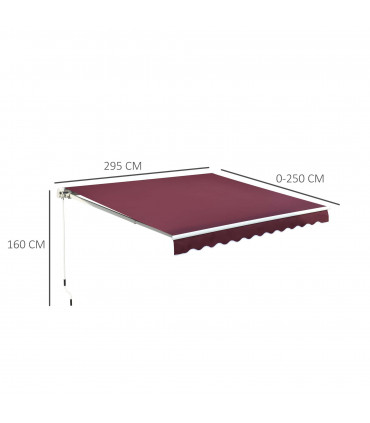 Awning Manual Retractable Red 295cm x 250cm x 160cm Polyester PU Coating