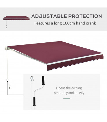 Awning Manual Retractable Red 295cm x 250cm x 160cm Polyester PU Coating