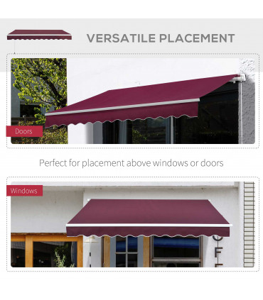 Awning Manual Retractable Red 295cm x 250cm x 160cm Polyester PU Coating