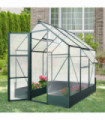 Greenhouse Polycarbonate Transparent Green 190cm x 190cm x 220cm Walk-in