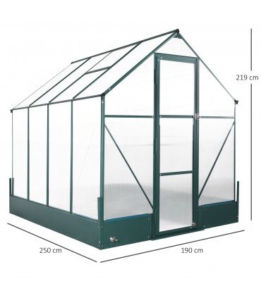 Greenhouse Polycarbonate Transparent Green 250cm x 190cm x 219cm Garden Walk-in