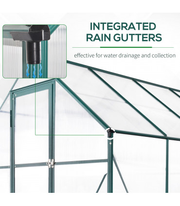 Greenhouse Polycarbonate Transparent Green 250cm x 190cm x 219cm Garden Walk-in