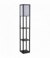 Floor Lamp, 4-tier Open Shelves, 26L x 26W x 160Hcm-Black/White Shelf