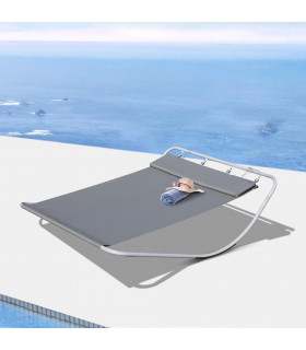 Outdoor Double Rocking Bed Hammock-Grey Texteline Double - 212cm x 175cm x 60cm