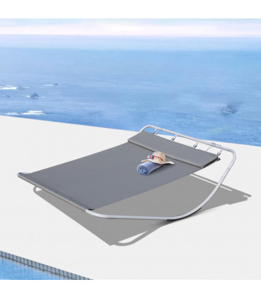 Outdoor Double Rocking Bed Hammock-Grey Texteline Double - 212cm x 175cm x 60cm