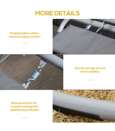 Outdoor Double Rocking Bed Hammock-Grey Texteline Double - 212cm x 175cm x 60cm