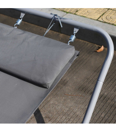 Outdoor Double Rocking Bed Hammock-Grey Texteline Double - 212cm x 175cm x 60cm