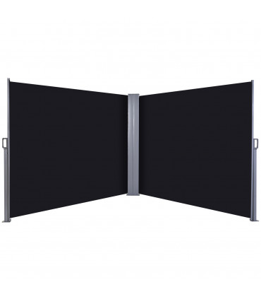 Steel Frame Retractable Double-Sided Awning Black 600cm x 9cm x 180cm