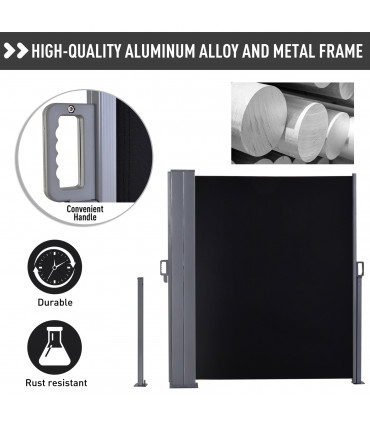 Steel Frame Retractable Double-Sided Awning Black 600cm x 9cm x 180cm