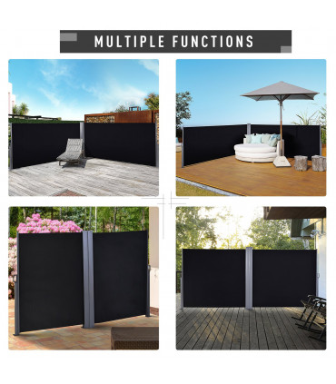 Steel Frame Retractable Double-Sided Awning Black 600cm x 9cm x 180cm
