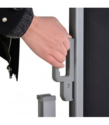 Steel Frame Retractable Double-Sided Awning Black 600cm x 9cm x 180cm