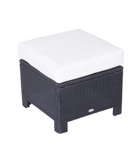 Garden Ottoman - Black Rattan, 50cm x 50cm x 35cm, Aluminium Tube, PE Rattan