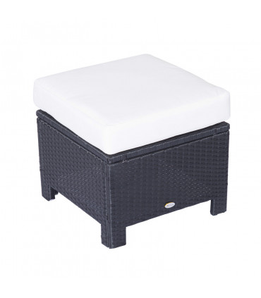 Garden Ottoman - Black Rattan, 50cm x 50cm x 35cm, Aluminium Tube, PE Rattan