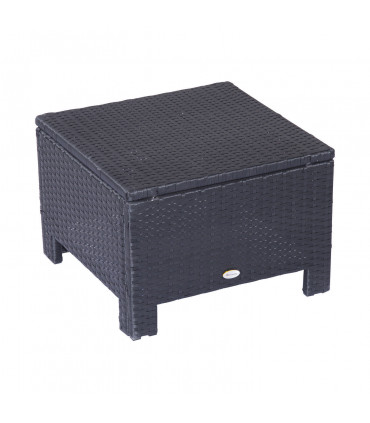 Garden Ottoman - Black Rattan, 50cm x 50cm x 35cm, Aluminium Tube, PE Rattan