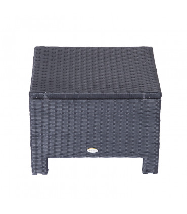 Garden Ottoman - Black Rattan, 50cm x 50cm x 35cm, Aluminium Tube, PE Rattan