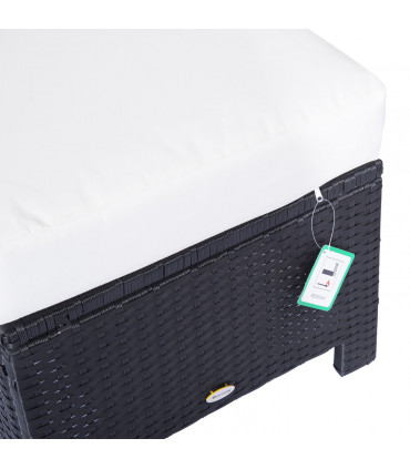 Garden Ottoman - Black Rattan, 50cm x 50cm x 35cm, Aluminium Tube, PE Rattan