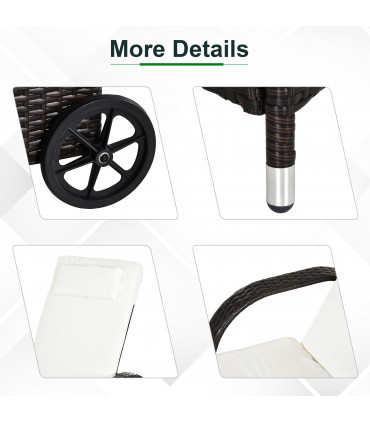 Rattan Recliner Lounger Set Brown PE Rattan 200cmx73cmx56cm Outdoor Furniture