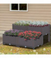 Raised Outdoor Garden Planter Box Brown Plastic 40cm x 40cm x 44cm PP Set Of 4