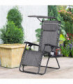 Steel Frame Zero Gravity Outdoor Chair Grey 90cm x 67cm x 110cm Canopy