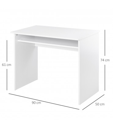 Study Desk White 90cmx50cmx74cm Particle Board Simple Style Sturdy Workstation