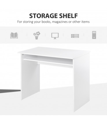 Study Desk White 90cmx50cmx74cm Particle Board Simple Style Sturdy Workstation