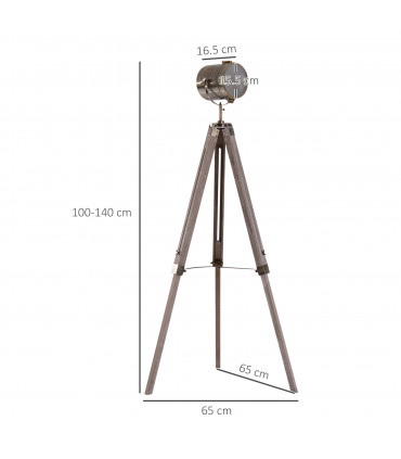 Floor Lamp, 65L, Wood/Bronze Colour, 140cm Height, Adjustable Angle