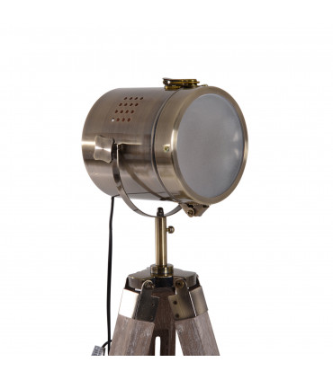 Floor Lamp, 65L, Wood/Bronze Colour, 140cm Height, Adjustable Angle