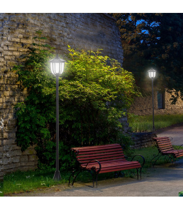 Garden Solar LED Lamp Post Black ABS 26.5cm x 26.5cm x 177cm 1.77m Tall