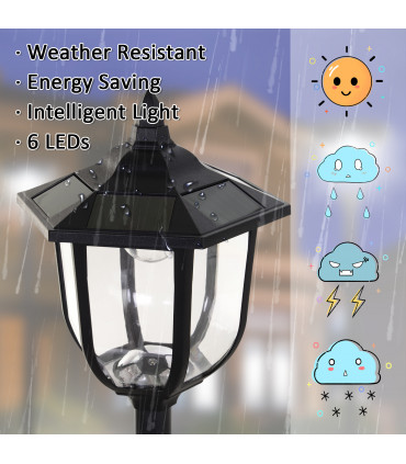 Garden Solar LED Lamp Post Black ABS 26.5cm x 26.5cm x 177cm 1.77m Tall