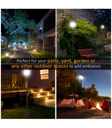 Garden Solar LED Lamp Post Black ABS 26.5cm x 26.5cm x 177cm 1.77m Tall
