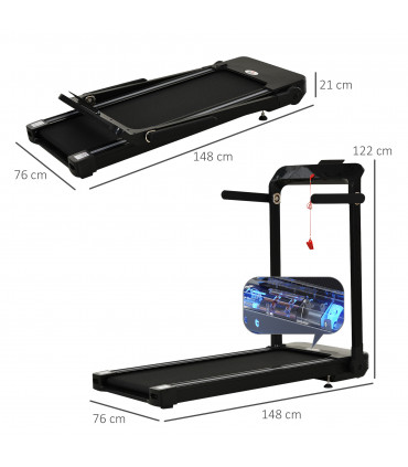 1.85HP Foldable Electric Treadmill Fitness Safety Lock LED screen-Black HOMCOM