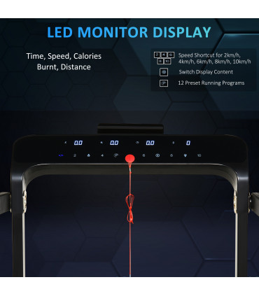 1.85HP Foldable Electric Treadmill Fitness Safety Lock LED screen-Black HOMCOM