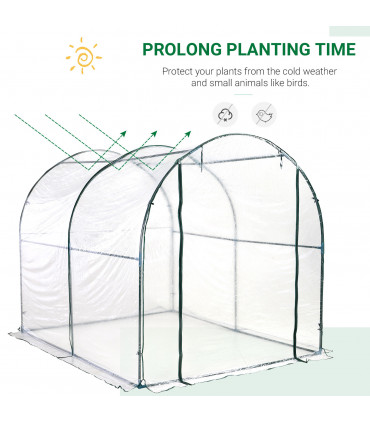 Greenhouse Walk-in Tunnel Clear PVC Cover Steel Frame S Size 2.5m x 2m x 2m