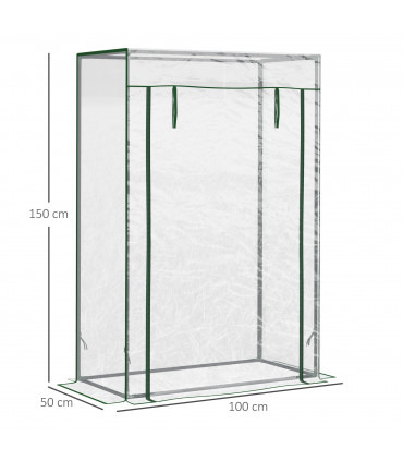 Greenhouse Steel PVC Green 100x50x150cm Outdoor Garden Tall Narrow Roll-up Door