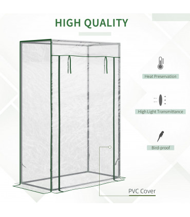 Greenhouse Steel PVC Green 100x50x150cm Outdoor Garden Tall Narrow Roll-up Door