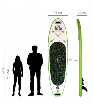 10ft Inflatable Surfing Board W/ Paddle, Fix Bag, Air Pump, Fin HOMCOM