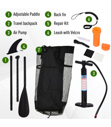 10ft Inflatable Surfing Board W/ Paddle, Fix Bag, Air Pump, Fin HOMCOM