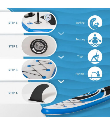 10ft Inflatable Paddle Stand Up Board, Adjustable Paddle Non-Slip Deck Board