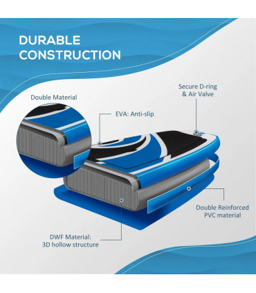 10ft Inflatable Paddle Stand Up Board, Adjustable Paddle Non-Slip Deck Board