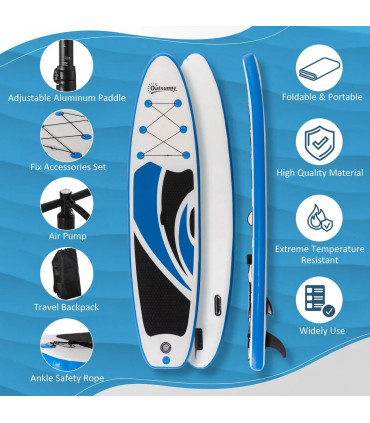 10ft Inflatable Paddle Stand Up Board, Adjustable Paddle Non-Slip Deck Board