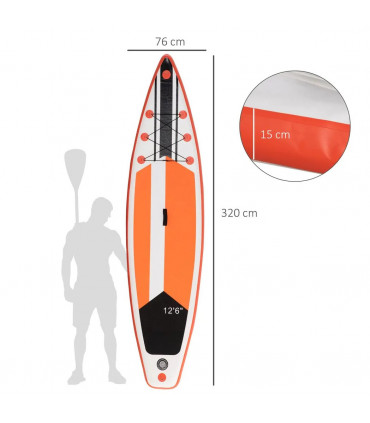 10Ft Inflatable Paddle Stand Up Board, White, 320L x 76Wcm, Adjustable Paddle