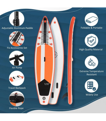 10Ft Inflatable Paddle Stand Up Board, White, 320L x 76Wcm, Adjustable Paddle