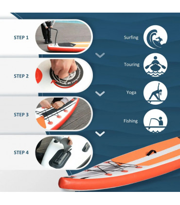 10Ft Inflatable Paddle Stand Up Board, White, 320L x 76Wcm, Adjustable Paddle