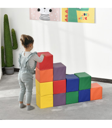12 Piece Kids Soft Play Blocks Soft Foam Toy Building Stacking Block Multi-color